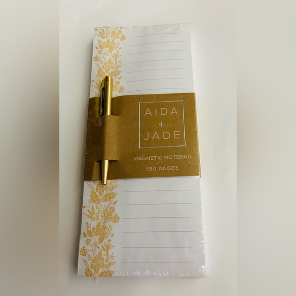 New Floral Magnetic Lined Notepad Artistic Border Gold Colored Pen - Picture 8 of 8